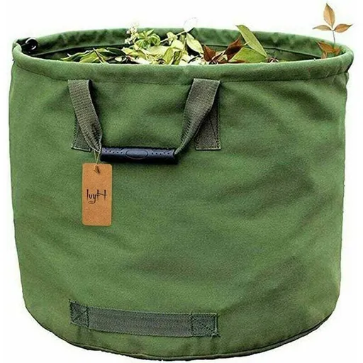 Extra-Strong Gardening Bag with Handles, Green Leaf Collection Bag with Military Canvas, H 45.7 cm, D 55.8 cm, 125 L