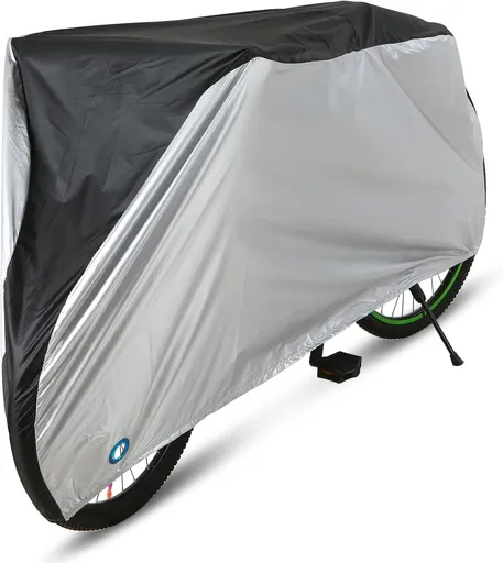 Silver-Coated 190T Polyester Cover for 20/24/26/29 Inch Bikes - Black/Black&Silver, S/M/L/XL Sizes, Weatherproof with Quick-Release Buckle & Lock Hole
