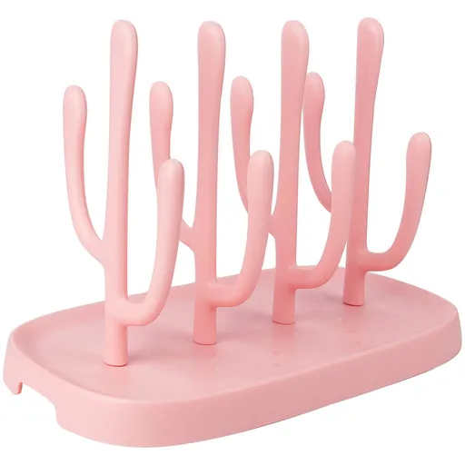 Baby Bottle Drying Rack, Small Portable Bottle Dryer Holder for Nipples, Cups, Pump Parts and Accessories, Updated (Pink)