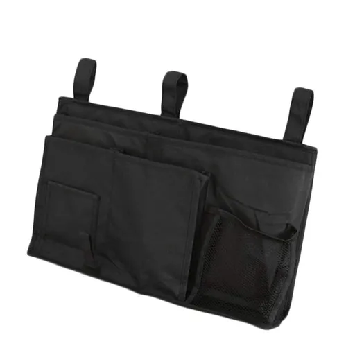 Bedside Hanging Storage Bag Holder Beside Organizer with 8 Pockets for Bunk Dorm Rooms and Hospital Bed Rails,Black