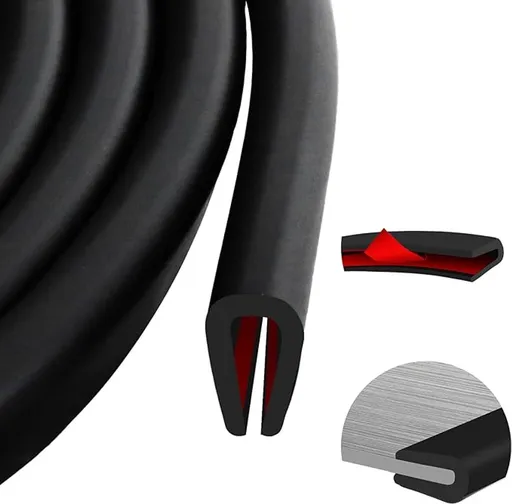 U-shaped rubber seal - Rubber profile - Flexible U-shaped rubber profile - Door edge protection strip - Snap-on rubber - Edge protection - Door panel protection - Baby safety - Table corner (3 m - 2 mm)