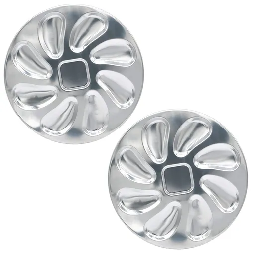 2 Pack Stainless Steel Oyster Plate, Pan and Serving Tray, Shell Shaped Platter for GrillingRestaurant Essential