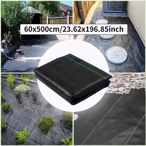 Weed Barrier Ground Cover Garden Mat Heavy-Duty PP Fabric Weed Control - Black - Size 60-500CM