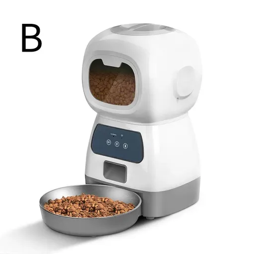 Automatic Timed Feeder with 3.5L Capacity WiFi Remote Control Voice Call Feature for Cats and Small Dogs White