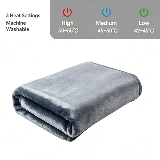 Grey USB Single Heated Throw Blanket Adjustable Temp Fast Warm For Dorm Lounge Desk
