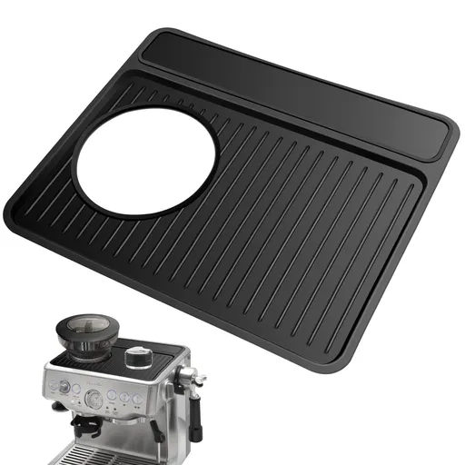 Tamping Mat Espresso Tamper Mat, Food Grade Silicone Non-Slip, Waterproof Heat Resistant, Espresso Tamping Station for Espresso Machine Barista Accessories (Black)