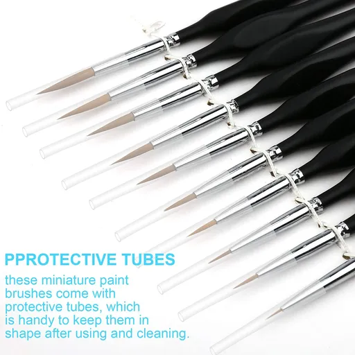 10 PCS Miniature Paint Brushes Kit, Fine Detail Painting Brush Micro Professional Tiny Paints Brush Set for Watercolor, Oil