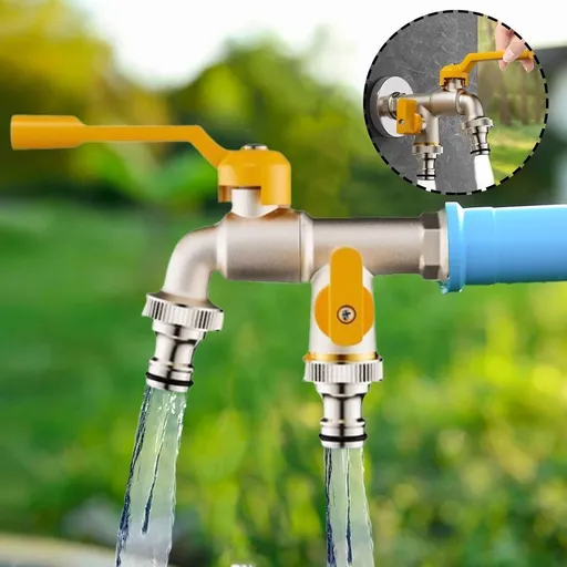 Outdoor Garden Faucet | Freeze-Proof Yard Tap with Frost Protection | Anti-Cracking Brass Water Spigot for Courtyard, Park, or Balcony | 4-Point Inlet for Easy Installation