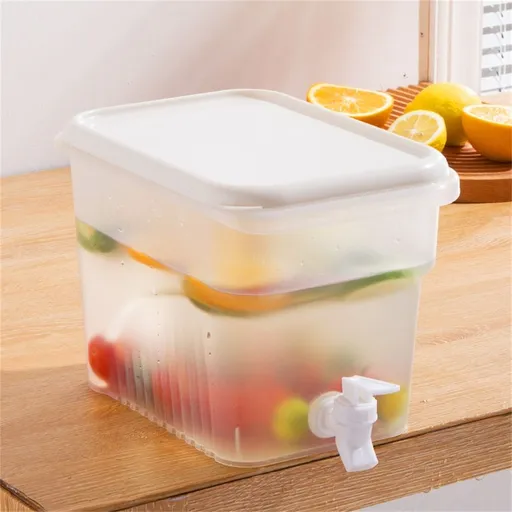 2Pcs Plastic Water Dispensers Fridge Liquid Dispenser Drink Dispenser With Tap Iced Beverage Dispensers For Milk Ice Tea Cocktail Juice Lemonade