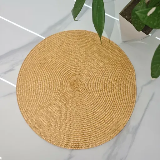 6-pack Round Handwoven Placemats, Multiple Colors, Anti-Slip Heat-Resistant, Home Dining Table Mat, Nordic Style Decorative Mat(golden)