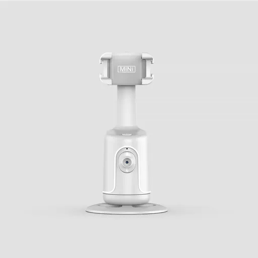 White AI Smart Auto Tracking Phone Holder - 360° Rotation Face & Body Tracking Mount