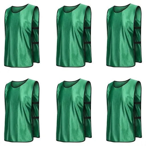 6X Sports Training Bibs Soccer Vests Group Team Bibs Basketball Cricket Football - Grass Green-L