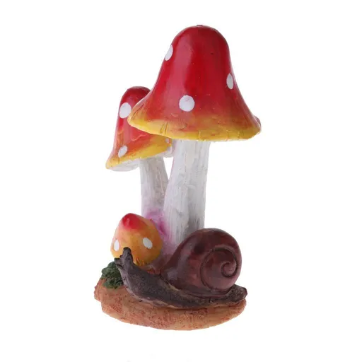 Resin Mushroom with Animal Ornament Fairy Garden Mushroom Garden Pots Decoration Pottery Ornament for DIY Dollhouse Potting