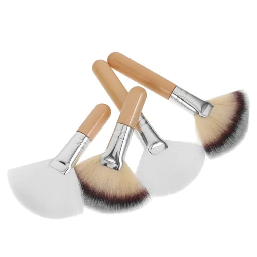 4Pcs Facial Makeup Brush Set with Dense Soft Nylon Hair for Home Use Featuring Long and Short Handles