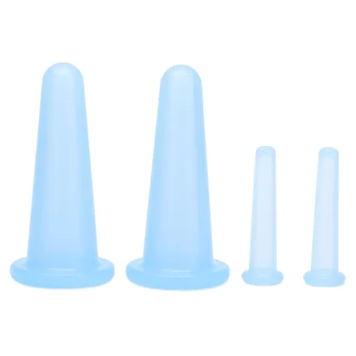 4pcs Cupping Set Massage Therapy Cups Convenient Practical Compact Lightweight Soft Flexible Cleanable Face MassagerBlue