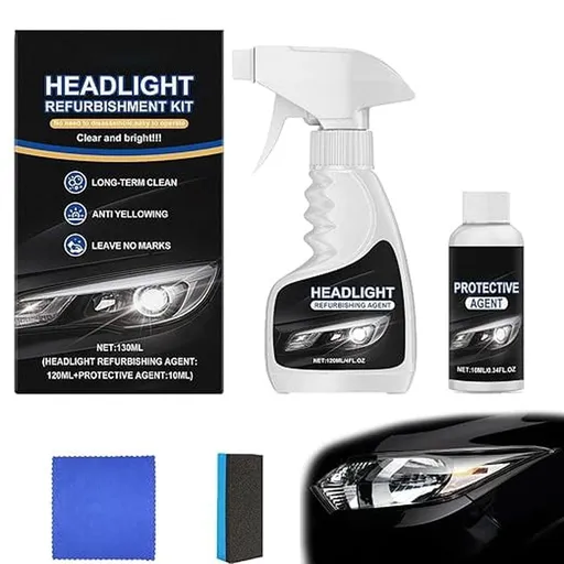 Q4 Headlight Restoration, Automotive Headlamp Restoration Fluid Kit for Cloudy Yellowed Headlights, Tourgoing Headlamp Cleaning for All Vehicles That Restores Clarity
