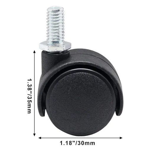 1 Inch Casters Set of 4, Plastic Threaded Stem Caster Wheels Replacement Casters, M8 Stem Furniture Wheel Castor Wheels for Tables