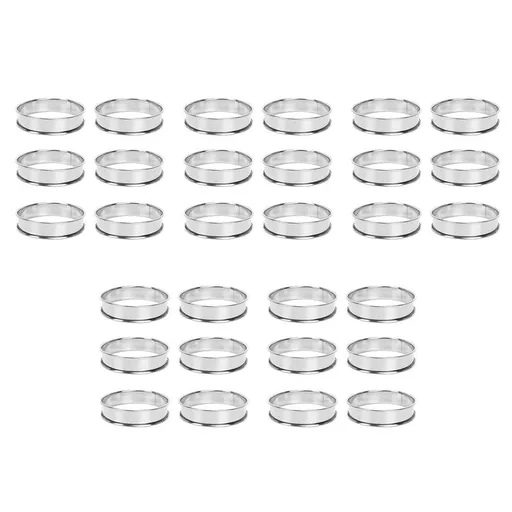 30PCS Cooking Round Cake Ring Mold, Stainless Steel Muffin Tart Rings, Metal Molds Double Rolled Crumpet Circular Pastry