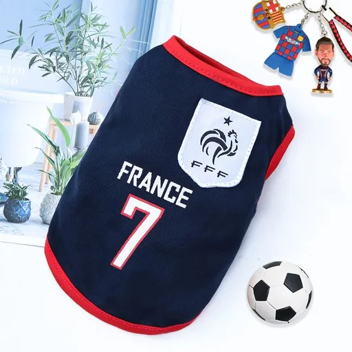 Dog Vest Summer Soccer France Team Jersey Pet Clothing Navy Blue Size 7 French 4XL (Chest 80cm, for pets approx. 19-25kg)