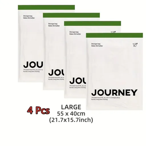 4 Pcs Hand-Rolled Travel Compression Bag, No Pump Needed, Transparent Storage for Clothes, Towels, Socks, Upgraded Matte Finish, Large Size, 4pcs