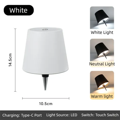 White Cordless Tri-Color Wine Bottle LED Lamp