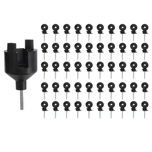 50Pcs Electric Fence Insulator Screw in Insulator Fence Ring Post Wood Post Insulator with Insulator Socket Tool