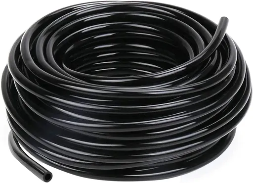 1/4 Inch Drip Irrigation Tubing, 50 Ft PVC Water Line Hose for Garden Watering, Black, Durable Plastic Construction