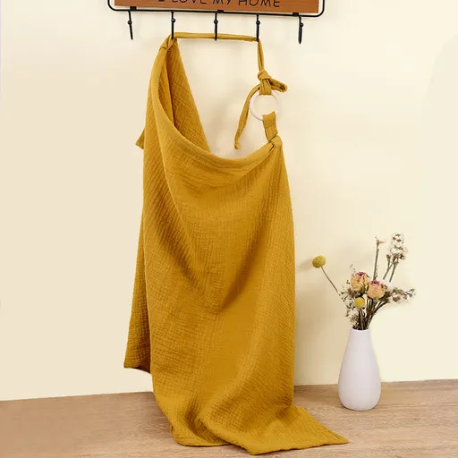 Ginger yellow Soft Muslin Cotton Nursing Cover - Breathable Breastfeeding Apron for Privacy