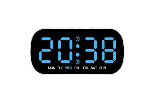 Electric Digital Alarm Clock LED Display Battery Backup Snooze Dual Alarm Clock - Blue