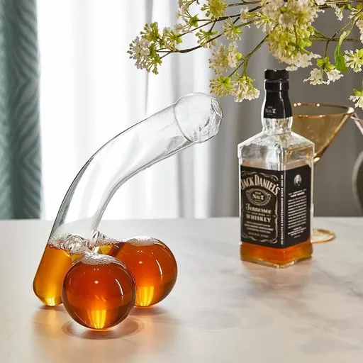 Funny Penis Whiskey Decanter – Unique Glass Container for Scotch, Tequila, Brandy, Rum & Bourbon, Gag Gift for Parties, Men, and Drinking Lovers