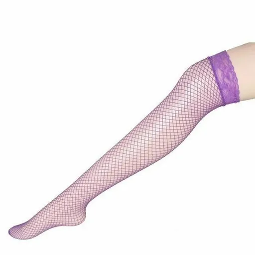 House Of Dasein Thigh High Lace Top Fishnet Stockings Sexy Lingerie Erotic Hosiery - Purple