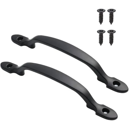 2 Pack 6.25 Cast Iron Barn Door Handle, Rustic Style, for Doors, Gates, Fences, Garage, Closet, Outdoor and Indoor Black