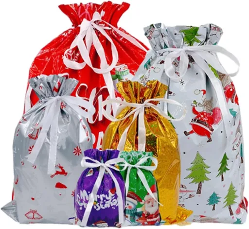 30 Pieces Christmas Bags - Christmas Gift Pouches - Christmas Gift Bags with Drawstring - 2026 New Foil Gift Bags - Holiday Gift Package with Drawstring, Decorative Gift - For the Holidays