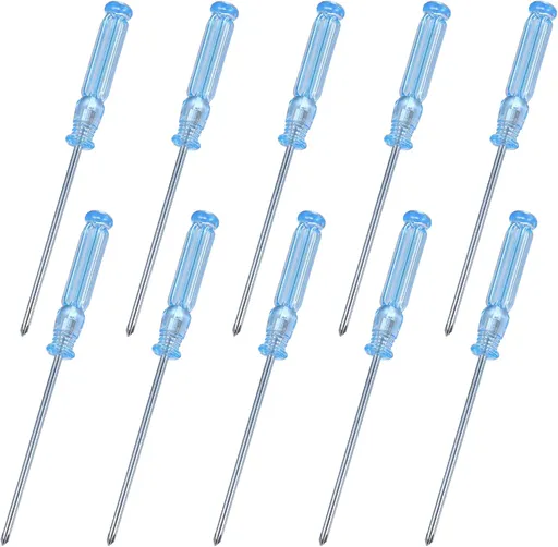 10 Pcs Mini Phillips Screwdriver, 2.5 mm Cross Head Precision Screwdriver Set with Non-Slip Blue Clear Handle 4.9" Total Length Small Screwdrivers for Watch Laptop Eyeglass Small Appliances Repair