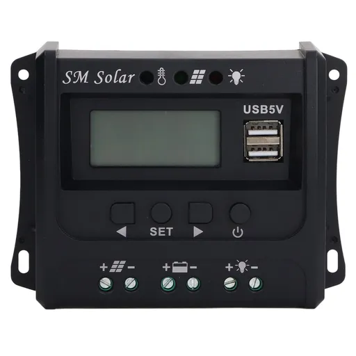 Solar Panel Controller 3 Stage PWM Charging Intelligent Microcontroller ABS Aluminum Plate 12V 24V Solar Charge Controller SEC10(10A)