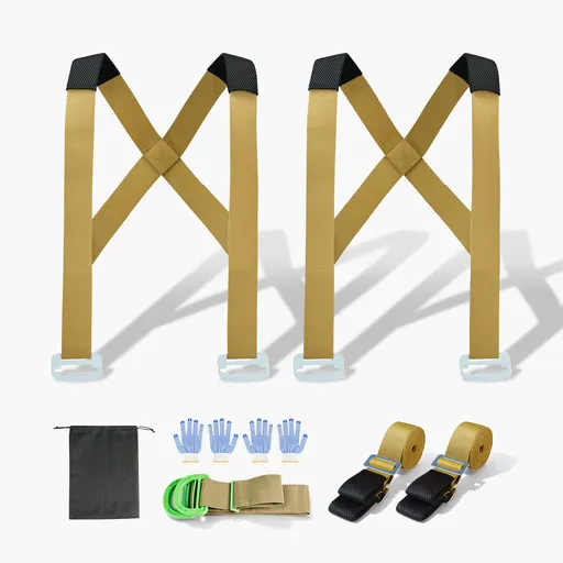 Moving Straps, 2-Person Lifting and Moving System with 2 Harness Straps, 2 Load-bearing Straps & 1 Handheld Strap, Adjustable Lifting Shoulder Straps Move Furniture Appliances Mattresses