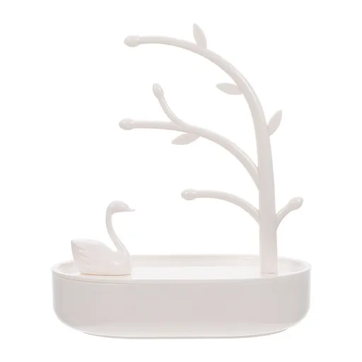 Compact White Jewelry Display Tree for Necklaces Rings and Earrings