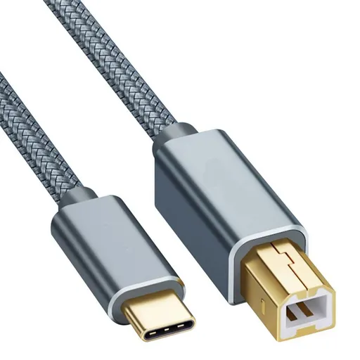 USB Type-C to USB B 2.0 Printer Cable Scanner Laptop; Gray