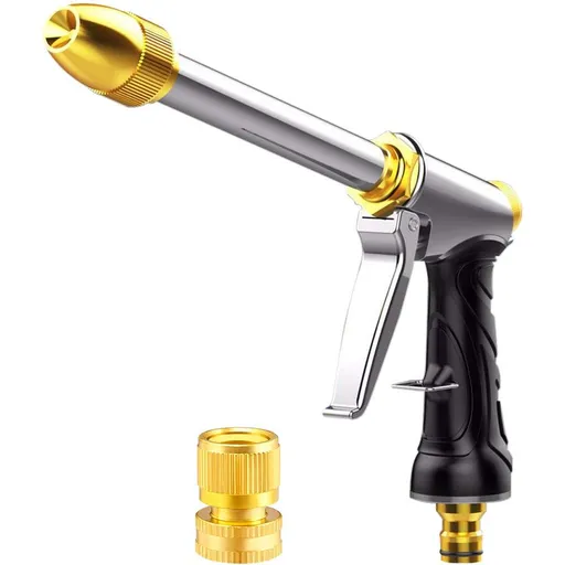 Upgrade Water Hose Nozzle Long Rod Garden Hose Nozzle Heavy Duty metal Brass sprayer 360° Rotaing spray gun for car wash