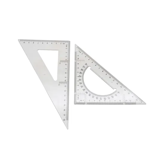 Pack of 2 Transparent Triangle Plastic Ruler Scale Set Square:30/60 Degree & 45/90 Degree Angle Acrylic Architectural Drawing