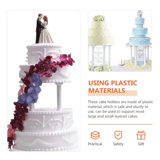 8 Pcs Roman Column Cake Pillars White Cake Tiered Stands Cake Supports Tabletop Dessert Display Stands Plastic Roman Pillar Statue