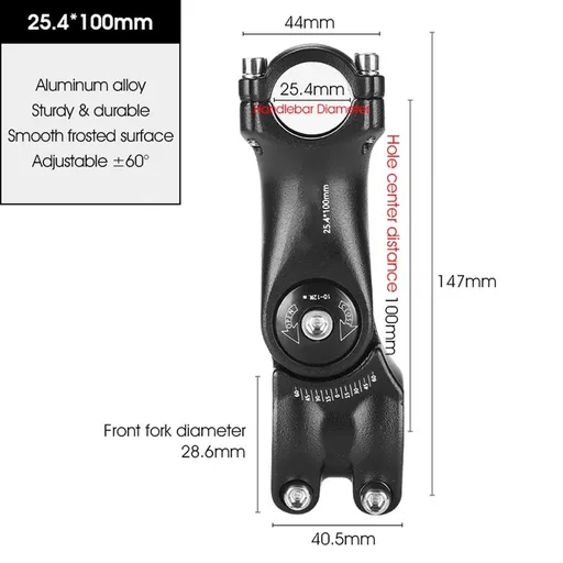 Aluminum Alloy Bike Handlebar Riser Adjustable Handlebar Stem Aluminum Alloy Bike Handlebar Variable 60 Degree Angle Front Fork Stem Adapter for Road Bike Mountain Bike Bike Black 5 Siz