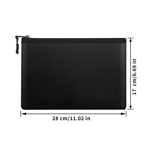 Fireproof Document Zipper Bag (17 X 28CM) - Waterproof & Heat Resistant Silicone Fiberglass Storage Pouch and Money Bag for Passport Card and Valuables