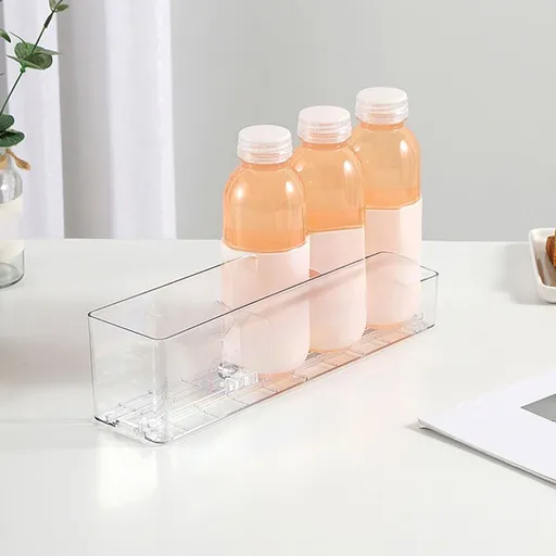Refrigerator Water Bottle Organizer - Plastic Drink Dispenser Container for Fridge, Carbonated Cans, Beer Bottles Storage for Kitchen Pantry Countertop - Space Saving 1 Pack