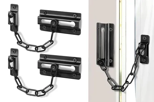 2Pcs Door Security Chain Lock Door Chain Lock with 12 Screws for Wood Door-Black