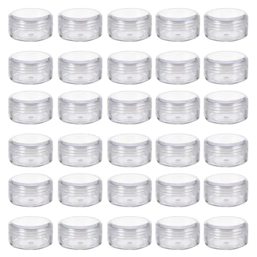 Cosmetic Cream Jar Bottle 50PCS 5g Transparent Round Refillable Sample Container - White Flat Lid Jar