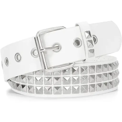 NY-White, punk rock nub belt with rivets - metal - men and women - punk goth