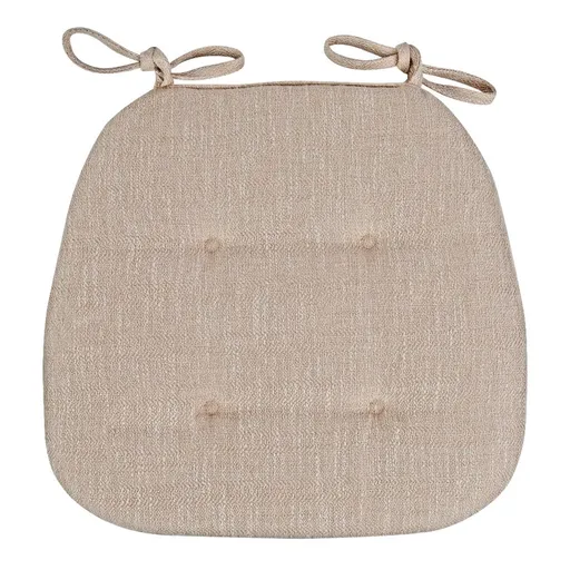 Beige D Shaped Dining Chair Cushion, Removable Washable Cover With Ties for Kitchen Patio Chairs, 17 x 16 in