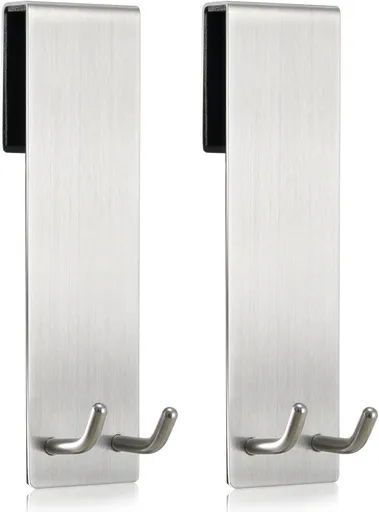 Shower Door Towel Hook Extended Length, No Drilling & Adhesive Needed Stainless Steel Bathroom Hangers for Frameless Shower Stall Wall