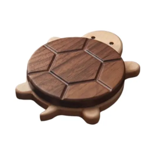 Wooden Cartoon Turtle Drink Coaster for Desktop Accessories